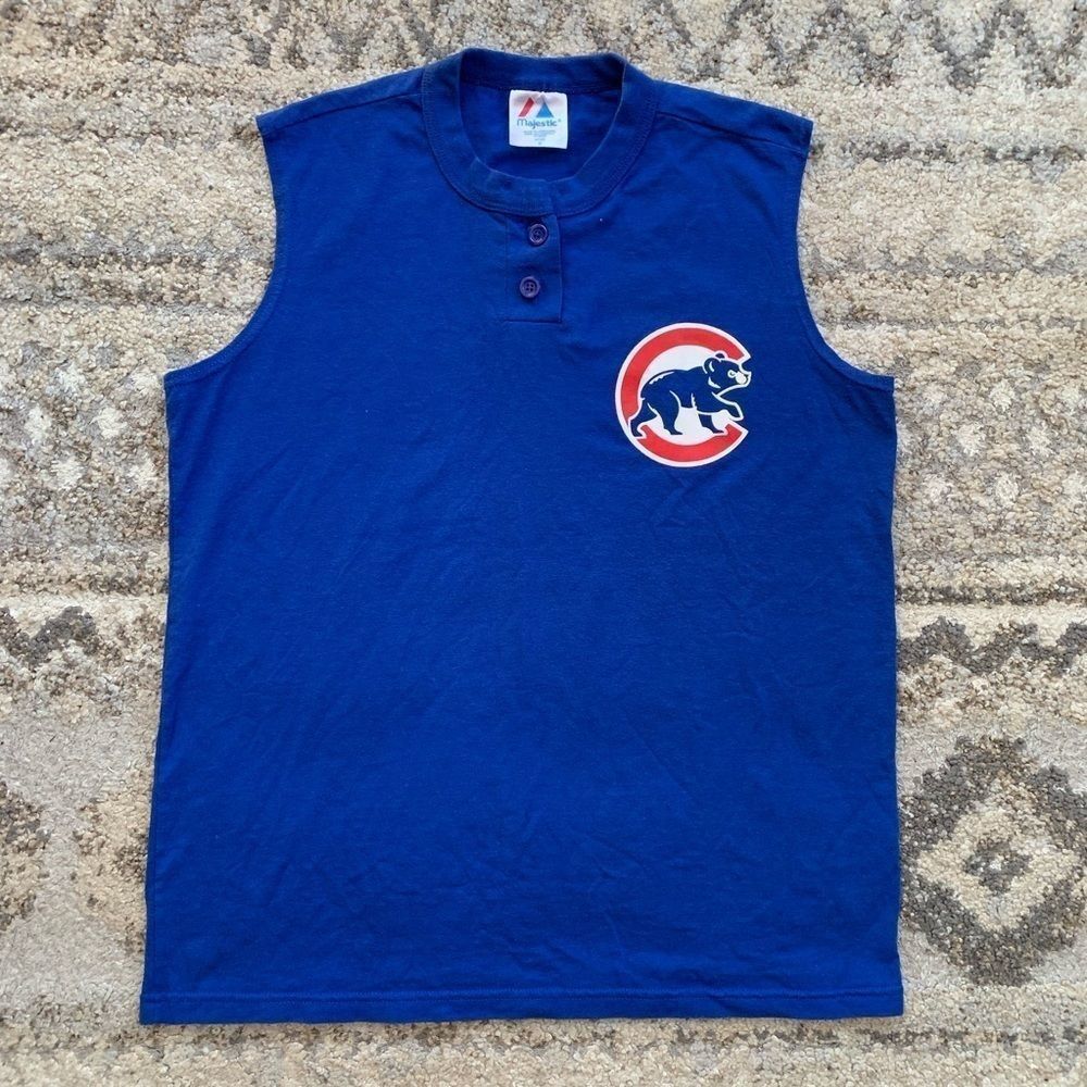 Majestic Chicago Cubs Sleeveless Henley Medium